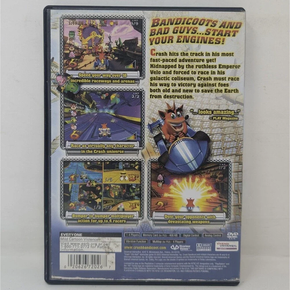 Crash Nitro Kart (Sony PlayStation 2, 2003) No Manual PS2 Tested